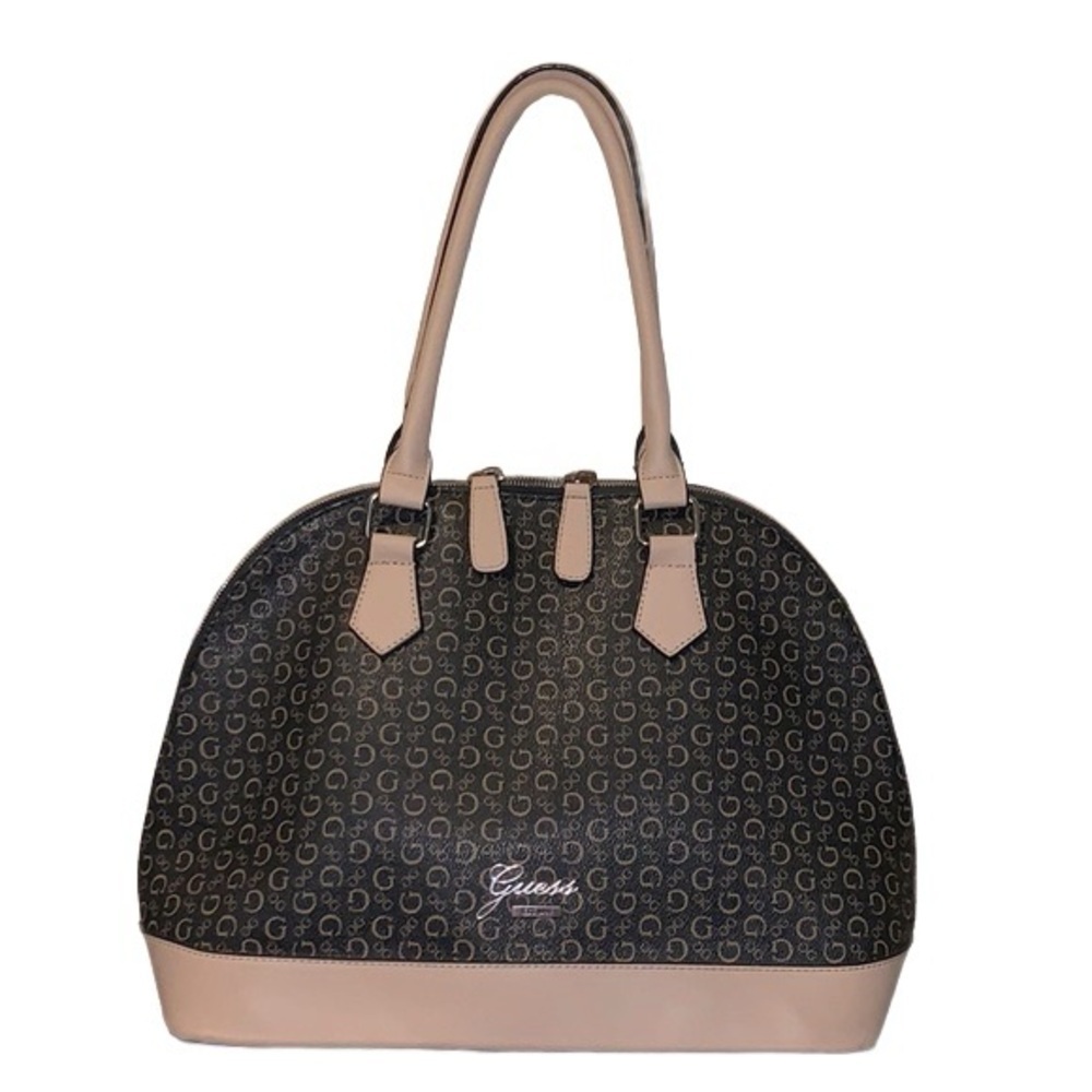 Guess Logo Brown Faux Leather Shoulder Bag